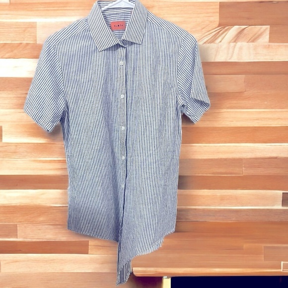 KLOTH STRIPPED GREYISH BLUE AND WHITE BLOUSE - Picture 2 of 7